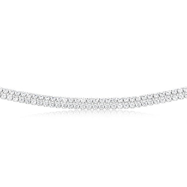 Sterling Silver Rhodium Plated 2mm Cubic Zirconia Two Row 40+5cm Tennis Chain