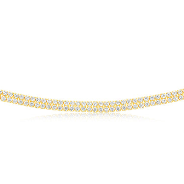 Sterling Silver Gold Plated 2mm Cubic Zirconia Two Row 40+5cm Tennis Chain