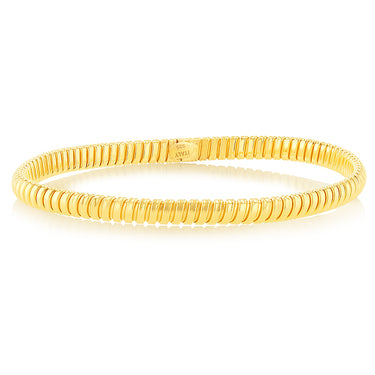 Sterling Silver Gold Plated Ribbed 68mm Bangle