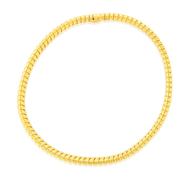 Sterling Silver Gold Plated Ribbed 68mm Bangle