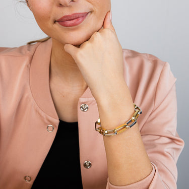 Sterling Silver Two Tone Paperclip 19+1cm Bracelet