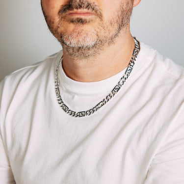 Sterling Silver Fancy 250 Gauge Curb And Green Link 50cm Chain