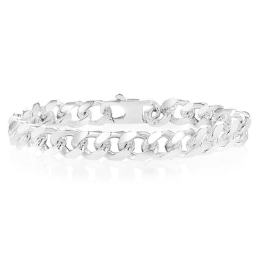 Sterling Silver Fancy 300 Gauge Oval Curb 23cm Bracelet