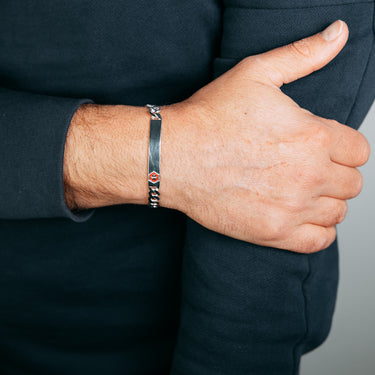 Sterling Silver Flat Curb 160 Gauge Fancy ID 19.5cm Bracelet