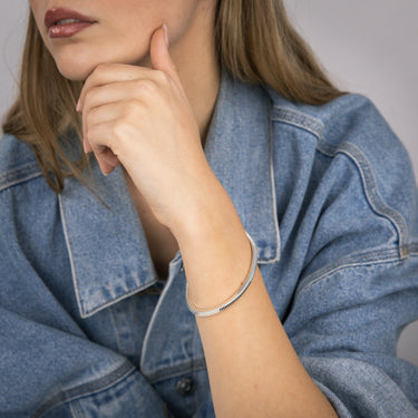 Sterling Silver Four Sides 360 Gauge Snake 19cm Bracelet