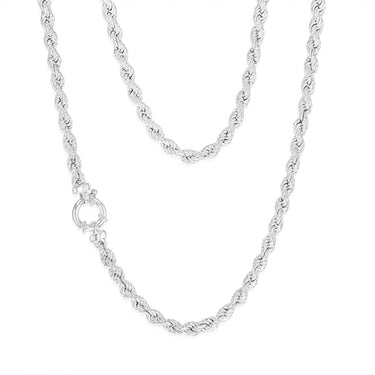 Sterling Silver Bolt Ring Clasp 90 Gauge Rope 45cm Chain