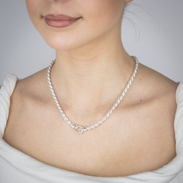 Sterling Silver Bolt Ring Clasp 90 Gauge Rope 45cm Chain