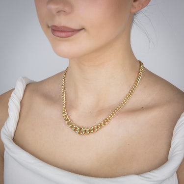 Sterling Silver Gold Plated Graduating Hollow 200- 320 Gauge Curb 45cm Chain