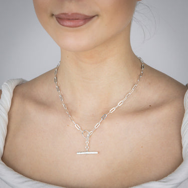 Sterling Silver Toggle Bar Paperclip 45cm Chain