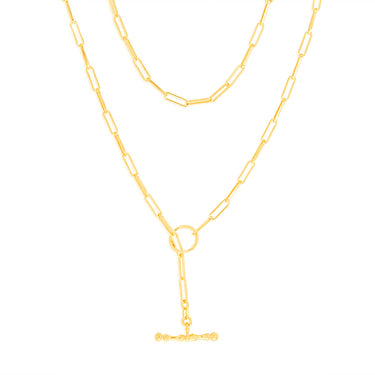 Sterling Silver Gold Plated Toggle Bar Paperclip 45cm Chain