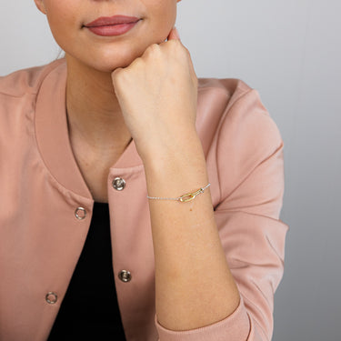 Sterling Silver Two Tone Infinity 17+2cm Bracelet