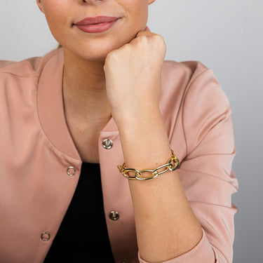 Sterling Silver Gold Plated Chunky 18+1.5cm Bracelet