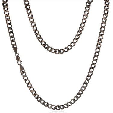 Sterling Silver Black Rhodium Plated Curb 150 Gauge 50cm Chain