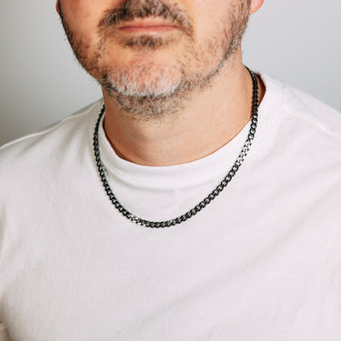 Sterling Silver Black Rhodium Plated Curb 150 Gauge 50cm Chain