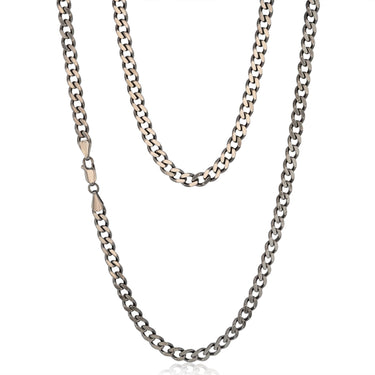Sterling Silver Black Rhodium Plated Curb 150 Gauge 55cm Chain