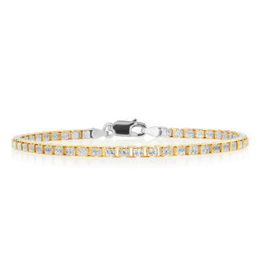 Sterling Silver And Gold-Plated Two-Tone Fancy 300 Gauge 19cm Bracelet