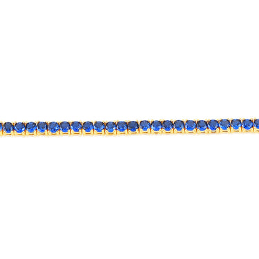Sterling Silver Gold Plated 3mm Sapphire Blue Cubic Zirconia 19cm Bracelet