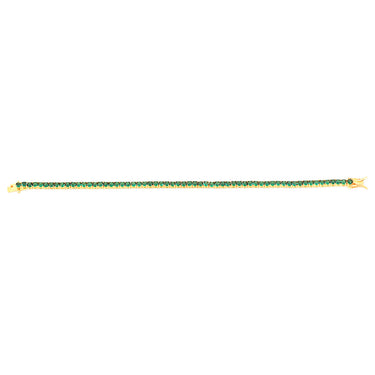 Sterling Silver Gold Plated 3mm Emerald Green Color Cubic Zirconia 19cm Bracelet