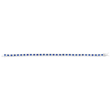 Sterling Silver Rhodium Plated 3mm White And Sapphire Blue Cubic Zirconia 19cm Bracelet