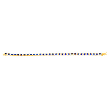 Sterling Silver Gold Plated 3mm White And Sapphire Blue Cubic Zirconia 19cm Bracelet