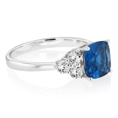 Sterling Silver Rhodium Plated White And Blue Cubic Zirconia Fancy Ring