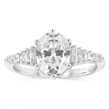 Sterling Silver Rhodium Plated White Cubic Zirconia Fancy Ring