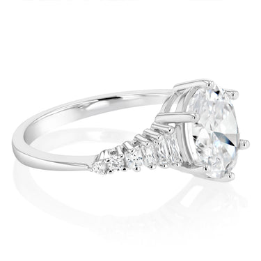 Sterling Silver Rhodium Plated White Cubic Zirconia Fancy Ring