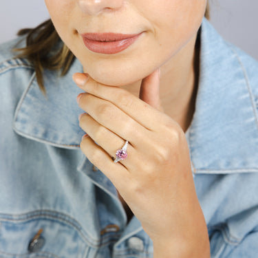 Sterling Silver Rhodium Plated White And Pink Cubic Zirconia Fancy Ring