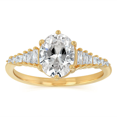Sterling Silver Gold Plated Cubic Zirconia Fancy Ring