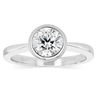 Sterling Silver Bezel Set Round White Cubic Zirconia Ring