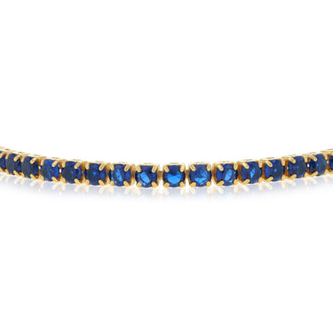 Sterling Silver Gold Plated Blue Cubic Zirconia Adjustable Bracelet