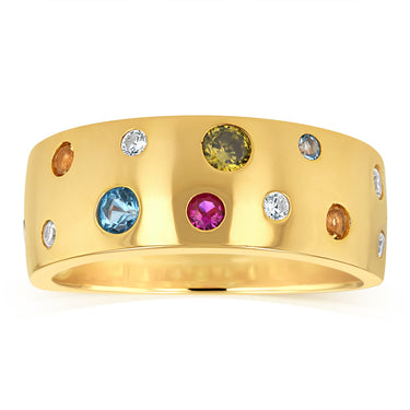 Sterling Silver Gold Plated Multicolour Cubic Zirconia Fancy Ring