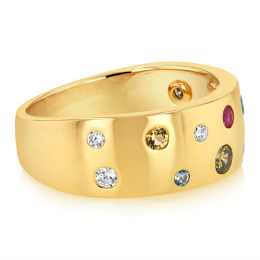 Sterling Silver Gold Plated Multicolour Cubic Zirconia Fancy Ring