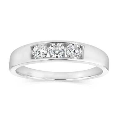 Sterling Silver White Cubic Zirconia Channel Ring
