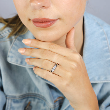 Sterling Silver White Cubic Zirconia Channel Ring