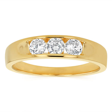 Sterling Silver Gold Plated White Cubic Zirconia Channel Ring