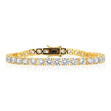 Sterling Silver Gold Plated 5mm Cubic Zirconia Tennis 19cm Bracelet