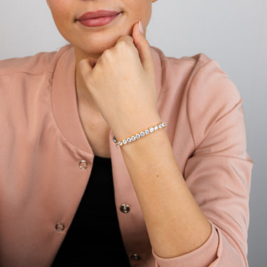 Sterling Silver Gold Plated 5mm Cubic Zirconia Tennis 19cm Bracelet