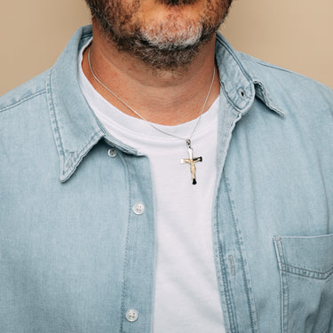 Sterling Silver Cross with 9ct Gold Jesus Crucifix Pendant