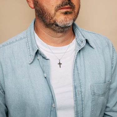 Sterling Silver Cross With Textured 9ct Gold Edges