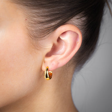 Rose Gold Sterling Silver CZ Huggie Earrings