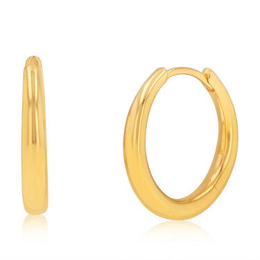 Gold Plated Sterling Silver Plain Huggie Earrings