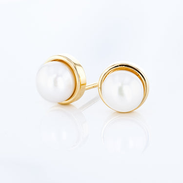 Gold Plated Sterling Silver Pearl Stud Earrings