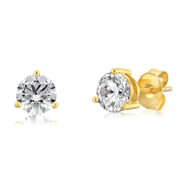 Gold Plated Sterling Silver CZ Stud Earrings