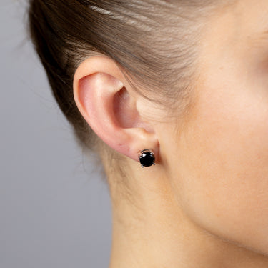 Sterling Silver CZ Black Stud Earrings