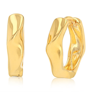 Gold Plated Sterling Silver Twisted Polished Huggie Earrings