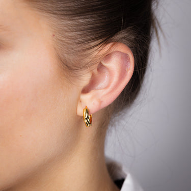 Gold Plated Sterling Silver Twisted Polished Huggie Earrings