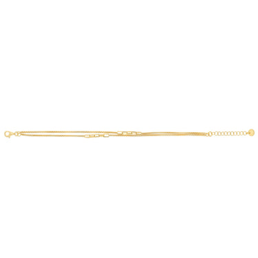 Gold Plated Sterling Silver Two Strand Bar Chain Bracelet