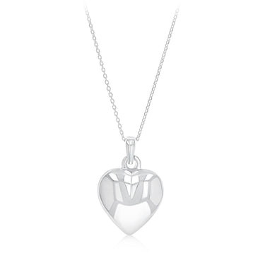 Sterling Silver Textured Puffed Heart Necklace