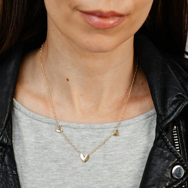 Gold Plated Sterling Silver Hearts Necklace